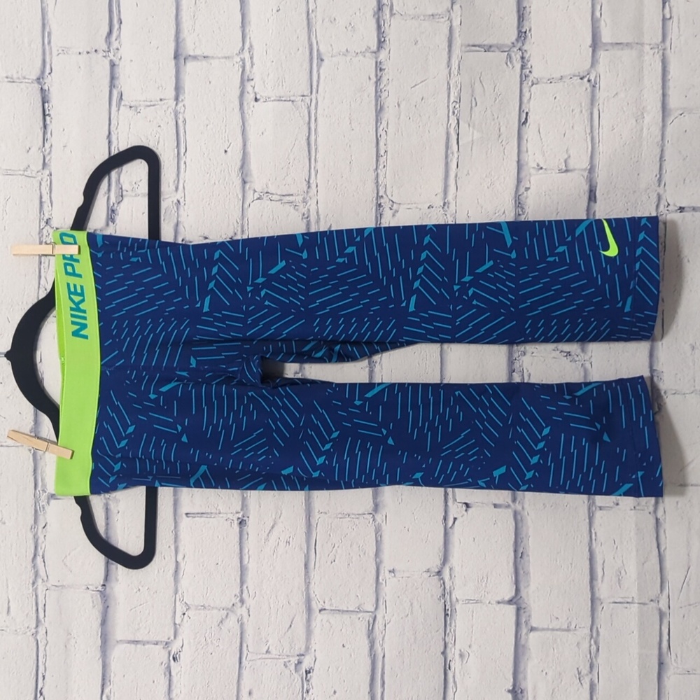 Nike Pro Dri Fit Capri Pants Blue Active Wear Leggings Women's Size XS